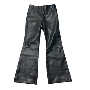 Zara Black Faux Leather Pants Flare Leg Girls 7 Side Zipper